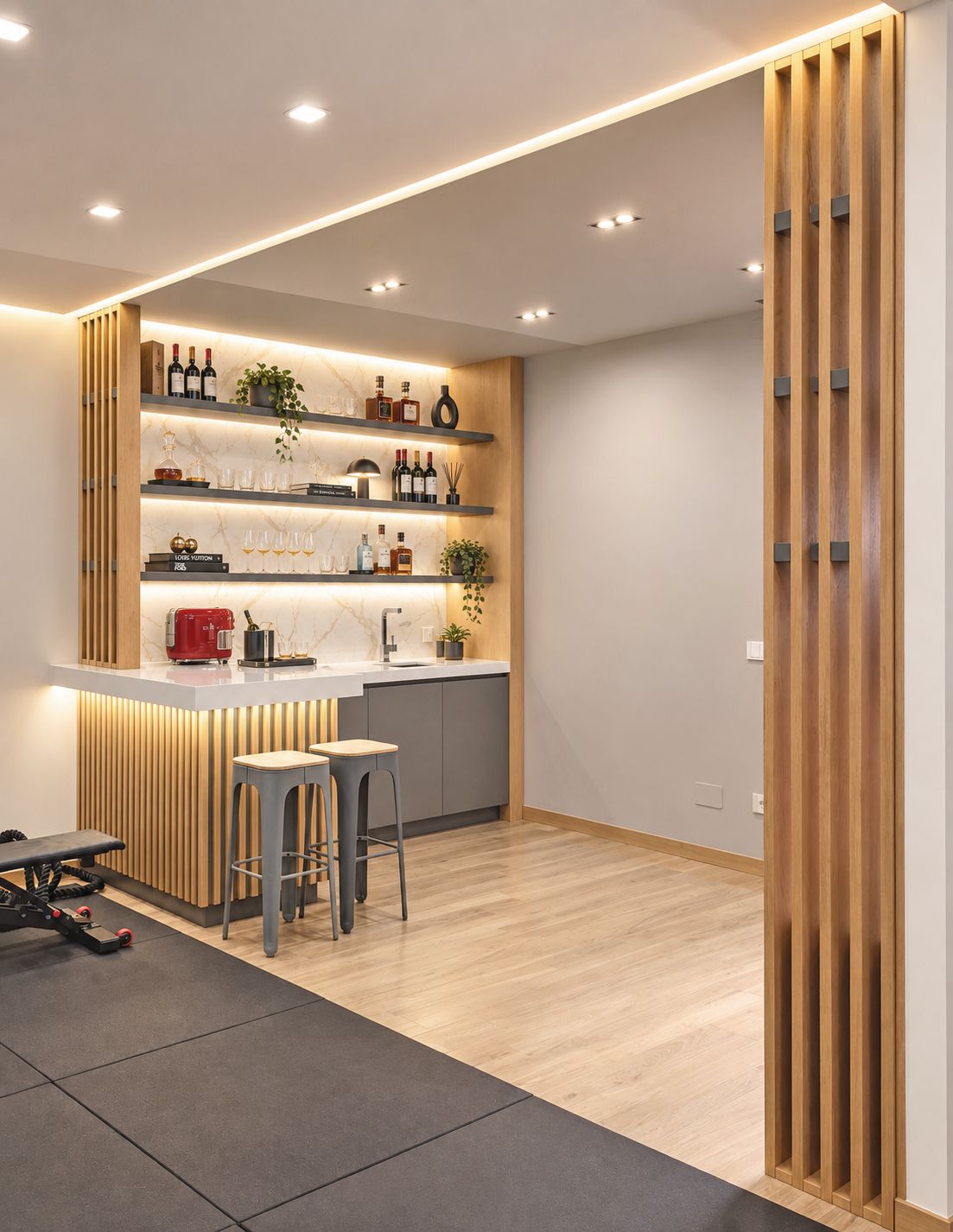 Palestra privata e angolo bar con zona relax