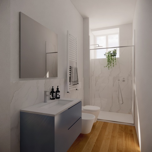 Bagno in stile contemporaneo di 4 di Serena Trentarossi Architetto