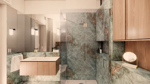 Bagno in stile contemporaneo di 6 di Facta Studio Architetti Milano