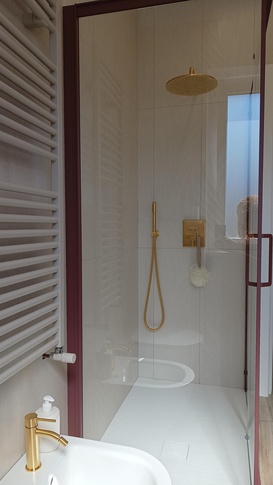 Bagno in stile contemporaneo di 5 di Melissa Domenici Architetto