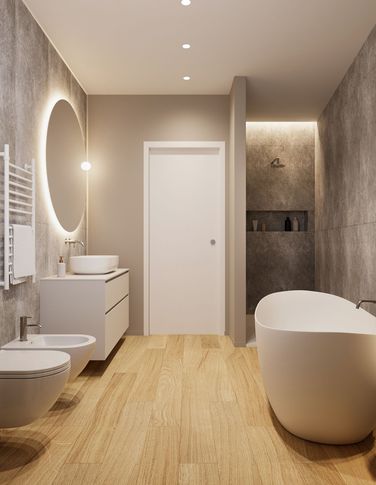 Bagno in stile moderno di 9 di Silvia Aquilani . Design studio