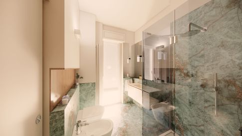 Bagno in stile contemporaneo di 6 di Facta Studio Architetti Milano