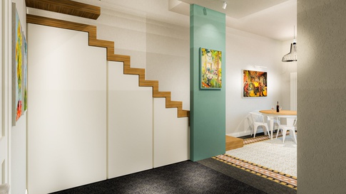 Open Space in stile anni '50 di 30 di MICHELE VOLPI STUDIO INTERIOR DESIGN