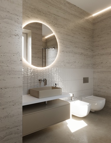 Bagno in stile contemporaneo di 9 di Elena Russo Interiors
