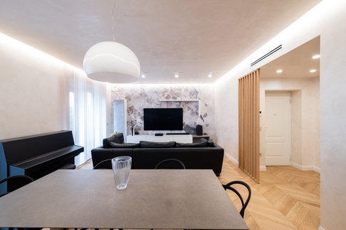 Soggiorno in stile moderno di 29 di Bossi Vigorito Building Interior