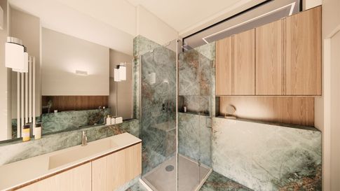 Bagno in stile contemporaneo di 6 di Facta Studio Architetti Milano