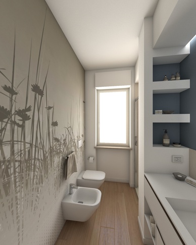 Bagno in stile contemporaneo di 5 di Francesca Boglio Architetto