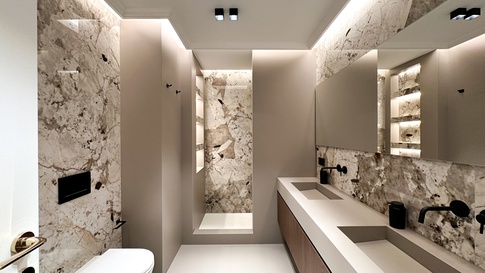 Bagno in stile contemporaneo di 7 di Studio Gaetano Riccardelli