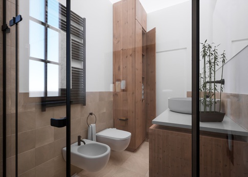 Bagno in stile moderno di 5 di Caterina Scamardella Architetto