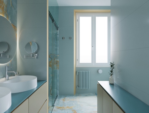 Bagno in stile contemporaneo di 6 di OZ Interiors