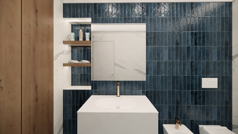 Bagno in stile contemporaneo di 7 di Studio Gaetano Riccardelli