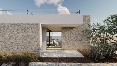 Facciata in stile contemporaneo di null di Ciquadro Architetti