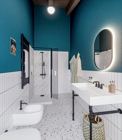 Bagno in stile moderno di 8 di Caterina Scamardella Architetto