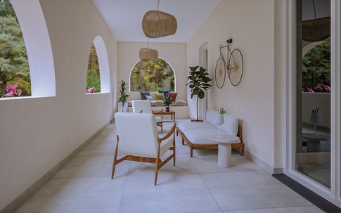 Terrazza in stile contemporaneo di 40 di Caterina Scamardella Architetto Terrazza in stile contemporaneo di 40 di Caterina Scamardella Architetto