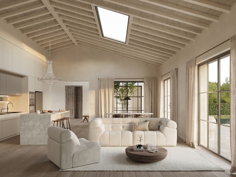 Soggiorno in stile naturale di 46 di EmmePi Architettura