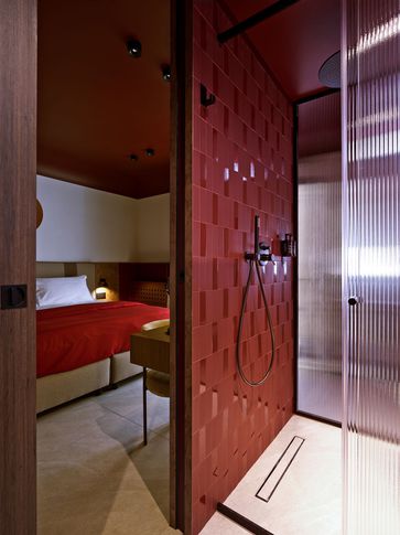 Bagno in stile contemporaneo di 6 di Vincenzo Castaldo Architetto
