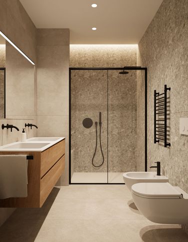 Bagno in stile moderno di 5 di Silvia Aquilani . Design studio