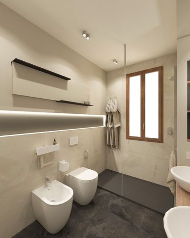 Bagno in stile contemporaneo di 6 di Francesca Boglio Architetto