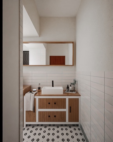 Bagno in stile japandi di 6 di Caterina Scamardella Architetto
