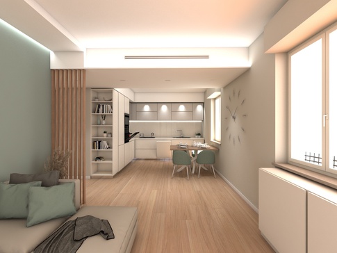 Open Space in stile contemporaneo di 30 di Francesca Boglio Architetto
