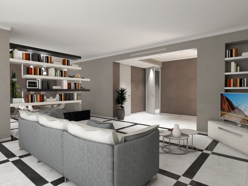 Open Space in stile contemporaneo di 50 di Francesca Boglio Architetto