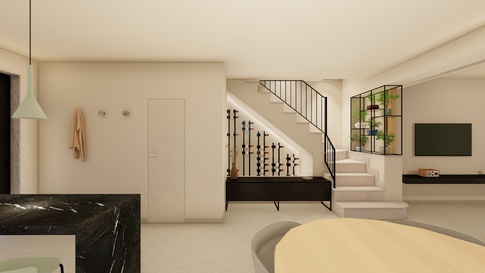 Open Space in stile soft industrial di 75 di Andrea Corallo Design Studio