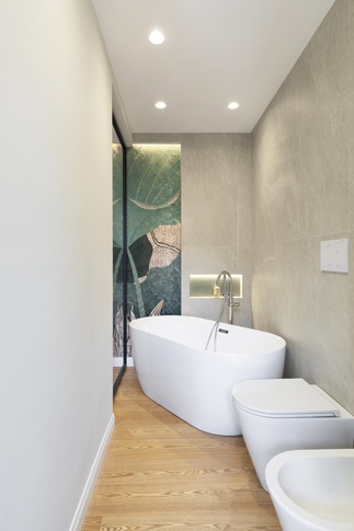 Bagno in stile contemporaneo di 4 di Alessandra Avagnano Architetto