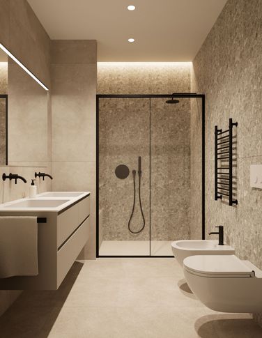 Bagno in stile moderno di 5 di Silvia Aquilani . Design studio