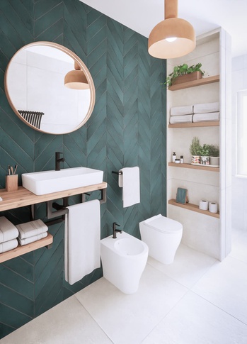 Bagno in stile contemporaneo di 6 di Caterina Scamardella Architetto