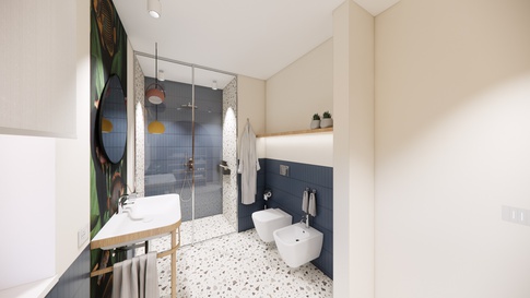 Bagno in stile moderno di 9 di Maison Monrò
