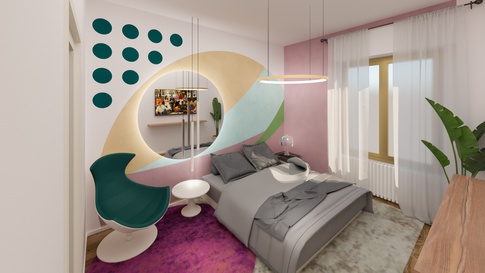 Camera da Letto in stile pop art di 11 di Stefano Bergami studio interior design Camera da Letto in stile pop art di 11 di Stefano Bergami studio interior design