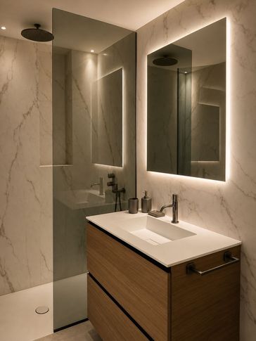 Bagno in stile contemporaneo di 4 di Desearq studio - architettura e interior design