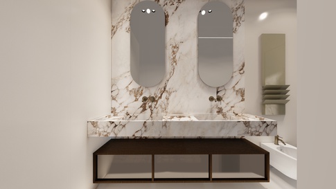 Bagno in stile contemporaneo di 8 di Areadieci architettura