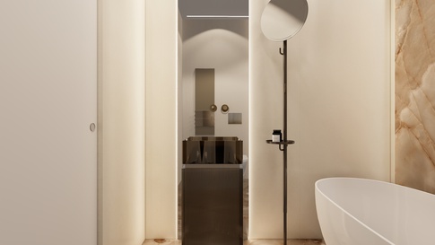 Bagno in stile contemporaneo di 5 di Areadieci architettura