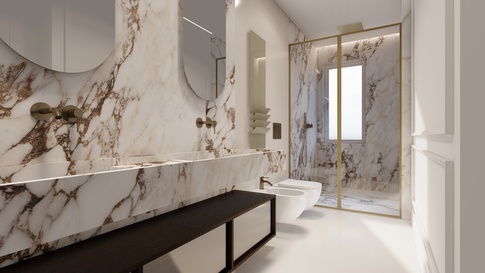 Bagno in stile contemporaneo di 8 di Areadieci architettura