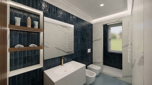 Bagno in stile contemporaneo di 7 di Studio Gaetano Riccardelli Bagno in stile contemporaneo di 7 di Studio Gaetano Riccardelli