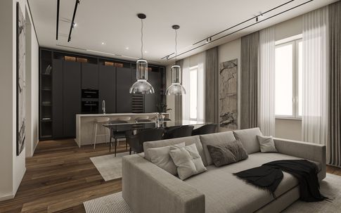 Open Space in stile contemporaneo di 90 di kkarchitecture