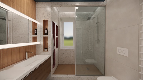 Bagno in stile contemporaneo di 8 di Studio Gaetano Riccardelli