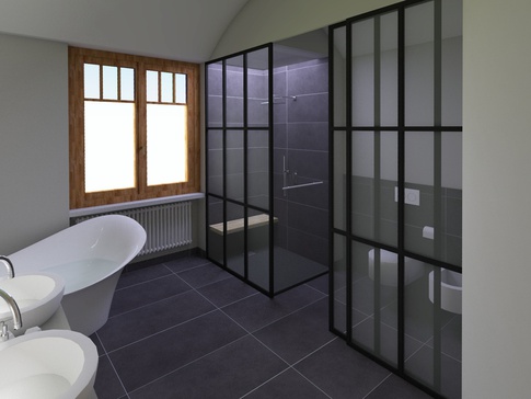 Bagno in stile contemporaneo di 10 di Francesca Boglio Architetto