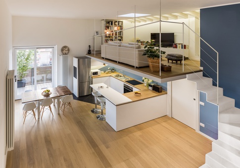Open Space in stile contemporaneo di 54 di Annalisa Carli Architetto