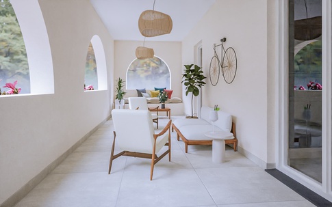 Terrazza in stile contemporaneo di 40 di Caterina Scamardella Architetto