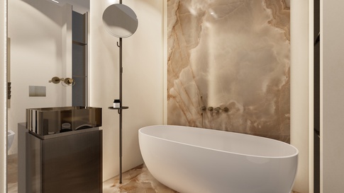 Bagno in stile contemporaneo di 5 di Areadieci architettura